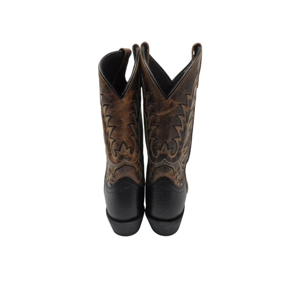 Laredo Men's 10" Cowboy Square Toe Leather Western Boots Brown/Black Size 9D - Picture 3 of 8
